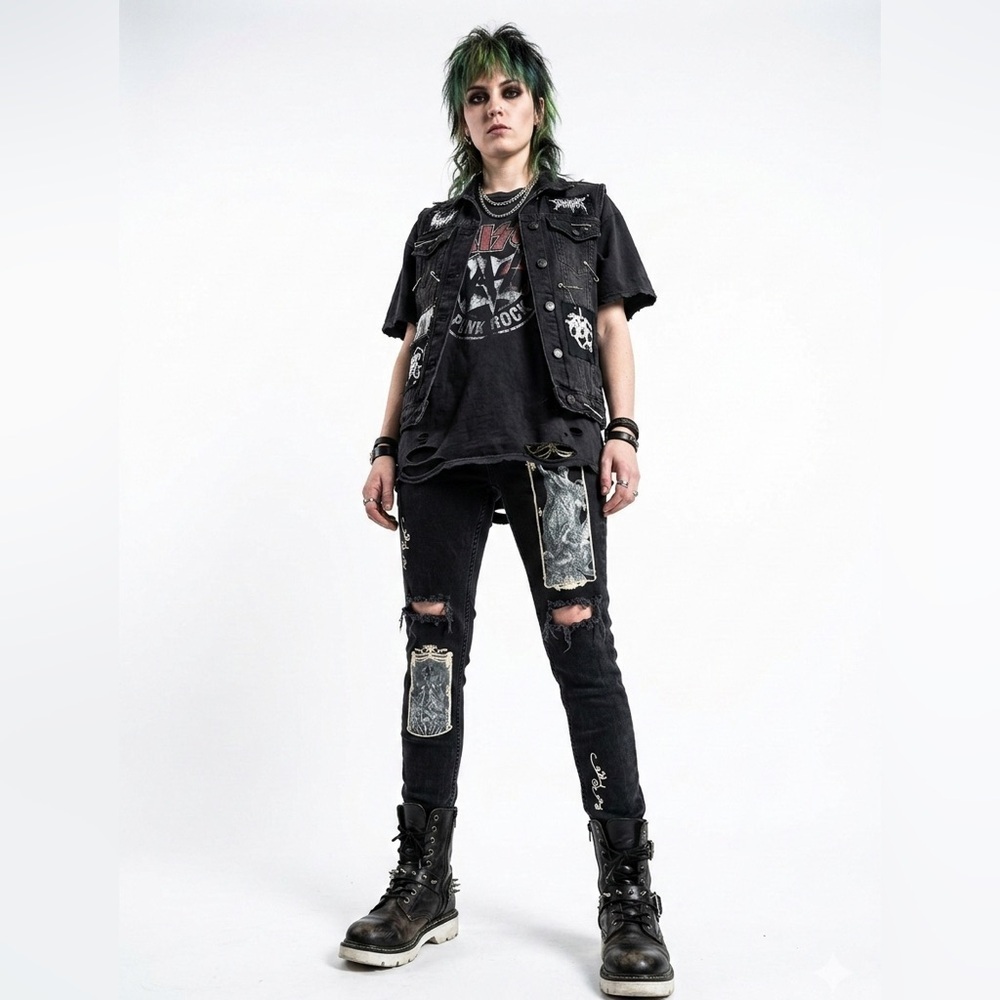 2Y Studios Gothic Graphic Distressed Skinny Jeans Black Grunge Punk Streetwear